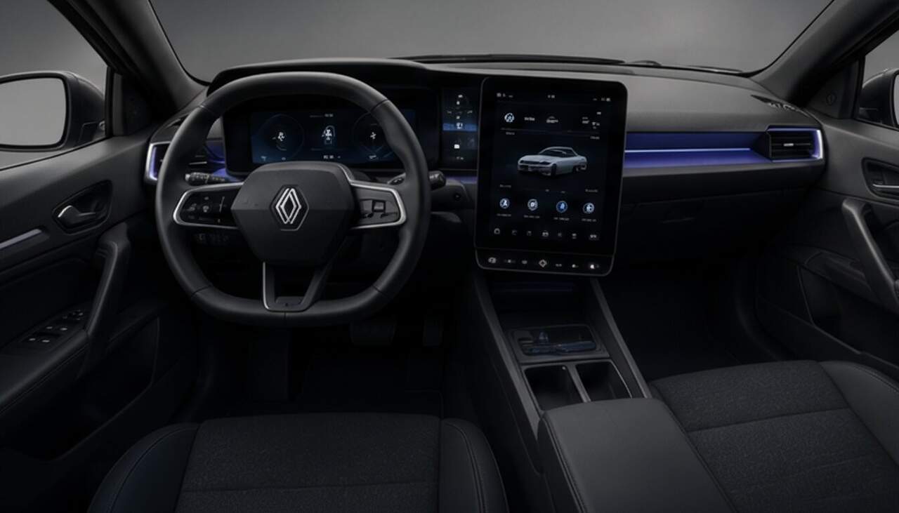 Interior del Renault Fuego E-Tech (recreación por IA)