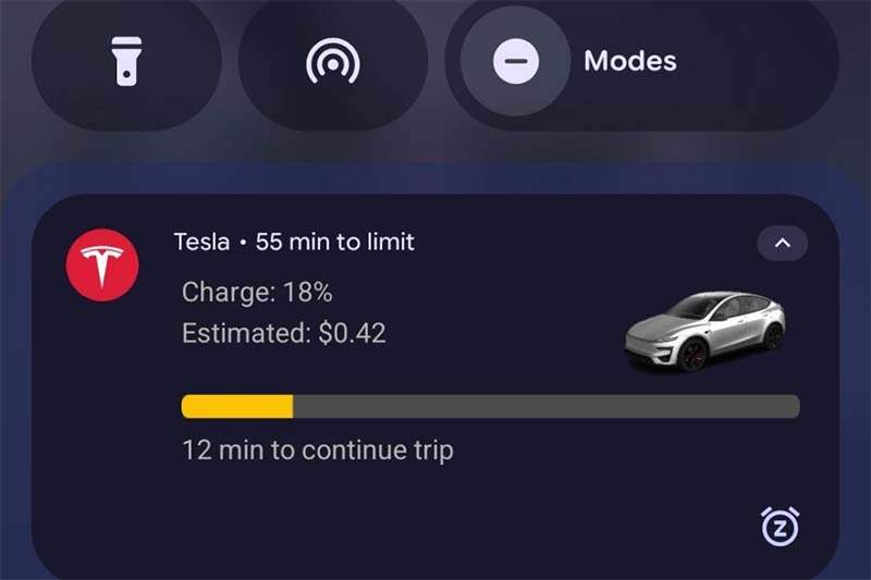 Notificación en tiempo real del estado de la carga en Superchargers de Tesla en Android