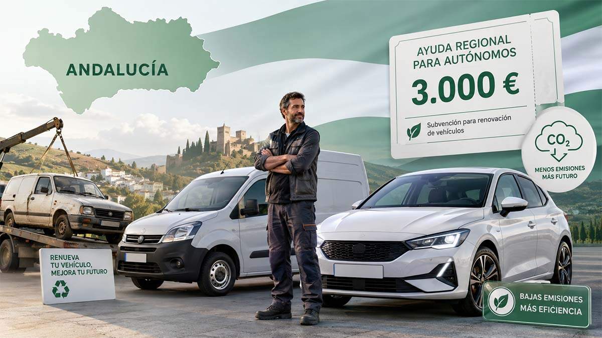 Andalucía da 3.000 euros a los autónomos que cambien de coche: requisitos y cómo pedir la ayuda