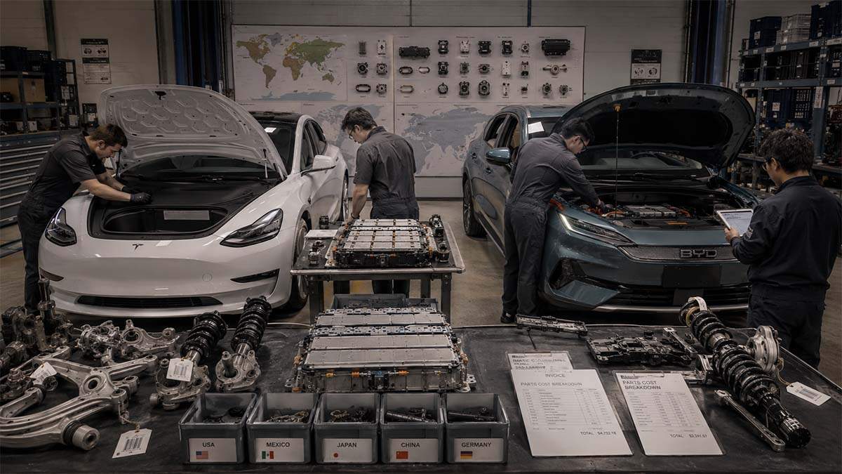 Unos mecánicos de desguace comparan un Tesla con un BYD: no hay un ganador claro
