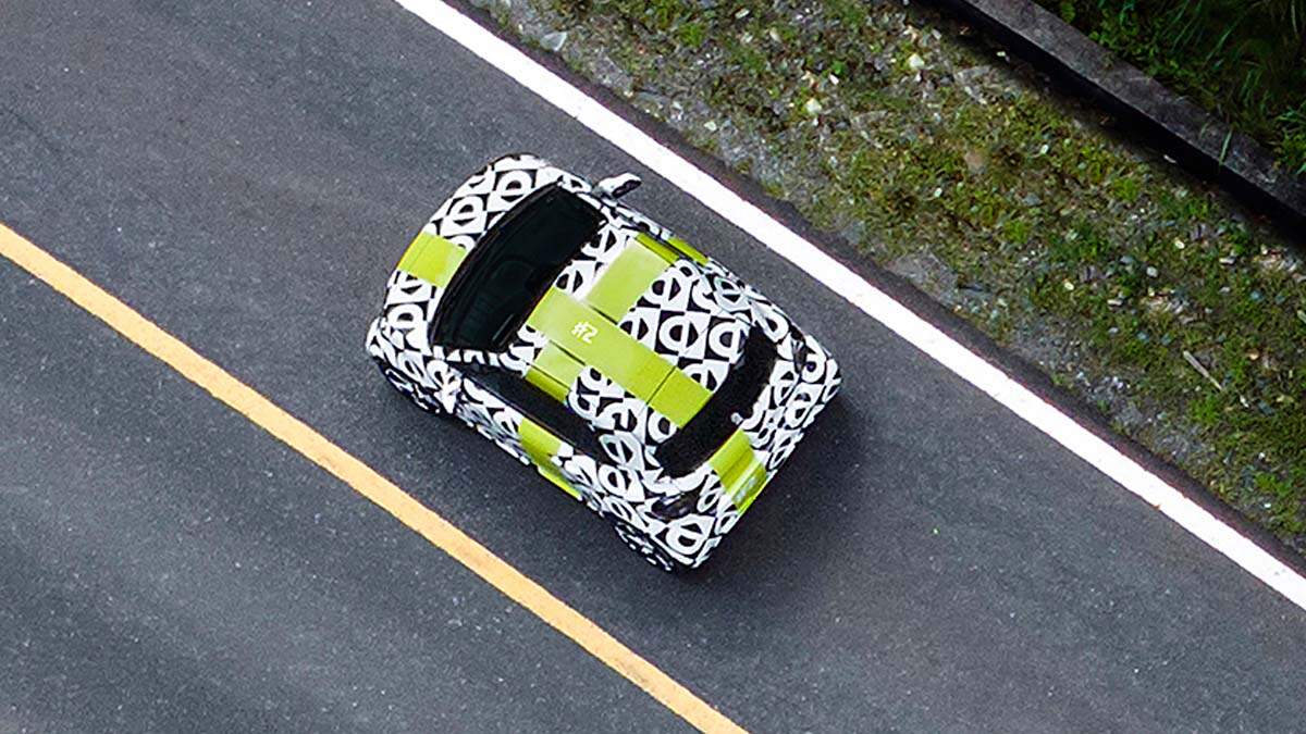Smart #2 camuflado visto desde arriba
