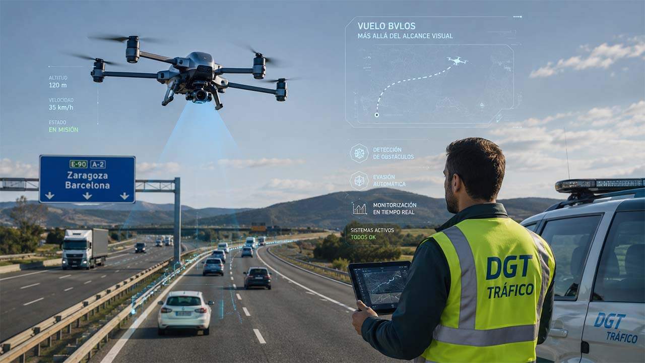 Drones de largo alcance en las carreteras: el cambio que prepara la DGT