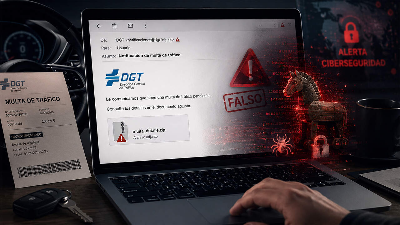Cuidado con este correo de la DGT: no es una multa, es malware ( un virus)