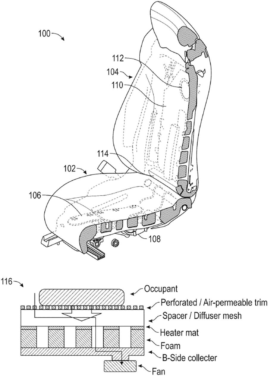 Patente de los asientos ventilados de los coches Tesla