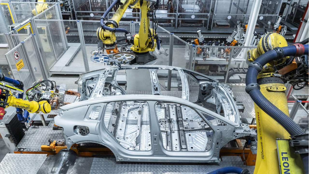 Chasis del Audi A2 e-tron en el la línea de producción